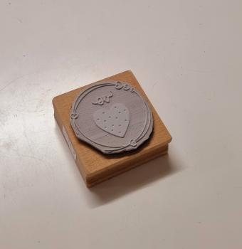 Preview: Holzstempel vo Härze mit Punktherz mit Rahmen